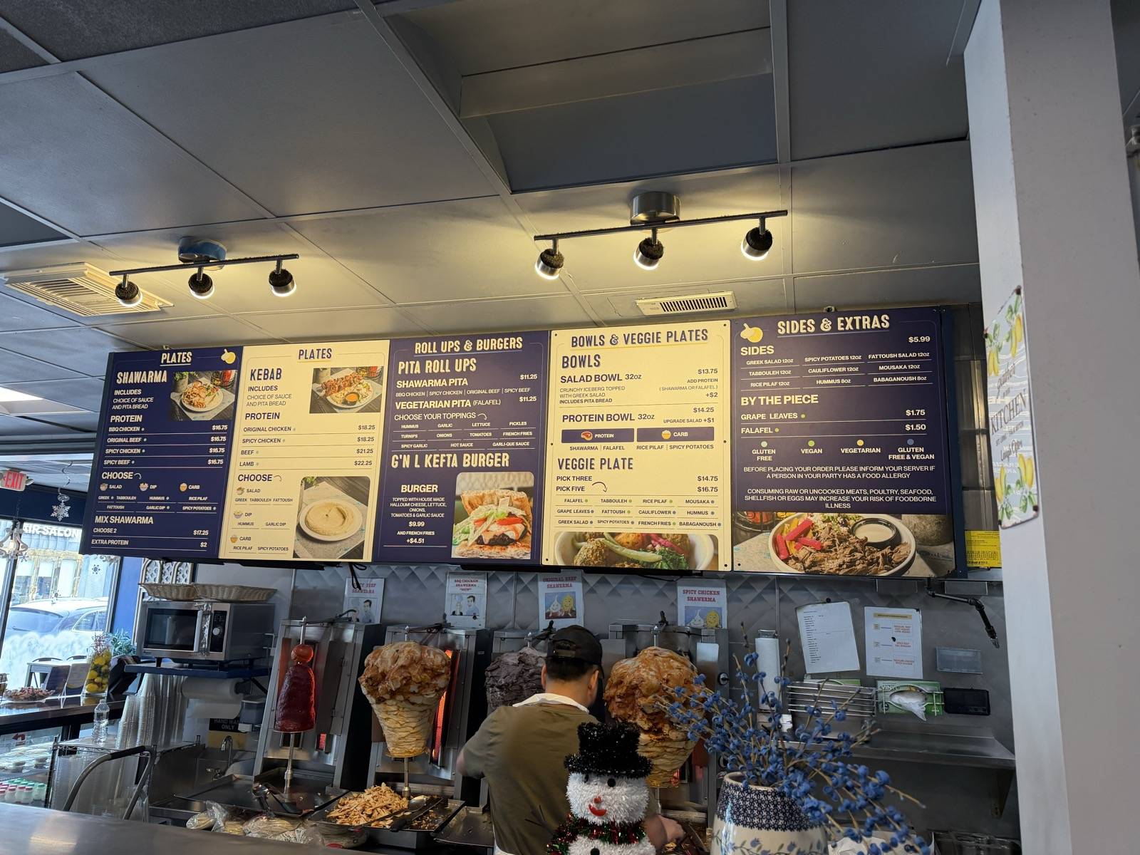 Overhead menu board we designed for Garlic'n Lemons, in the restaurant